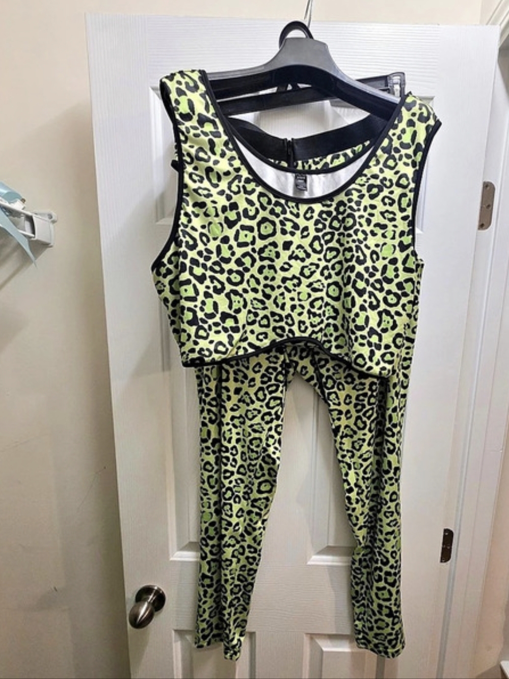 SHEIN Green & Black Leopard Print Two-Piece Set